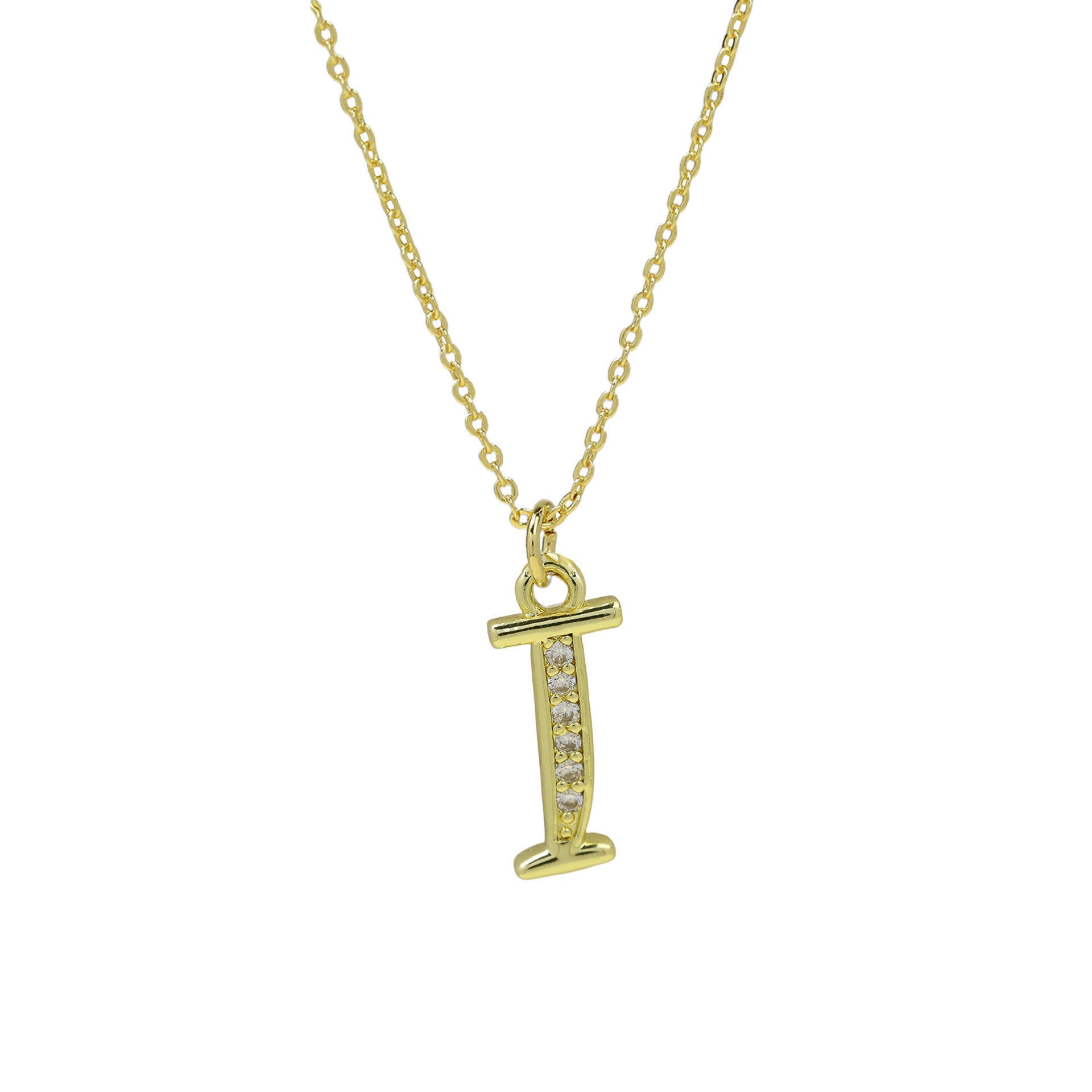 Winifred Delicate Alphabet Necklace - Letter I [USPIVF2C]