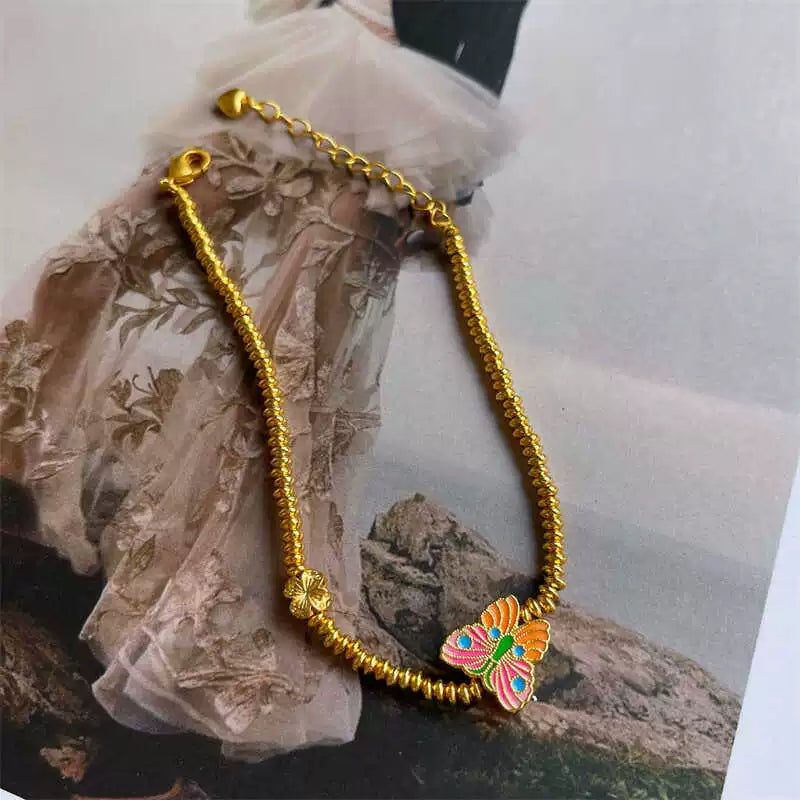 Annaleigha Enamel Butterfly Bracelet - Pink Enamel Butterfly Style [BGM7PHTF]