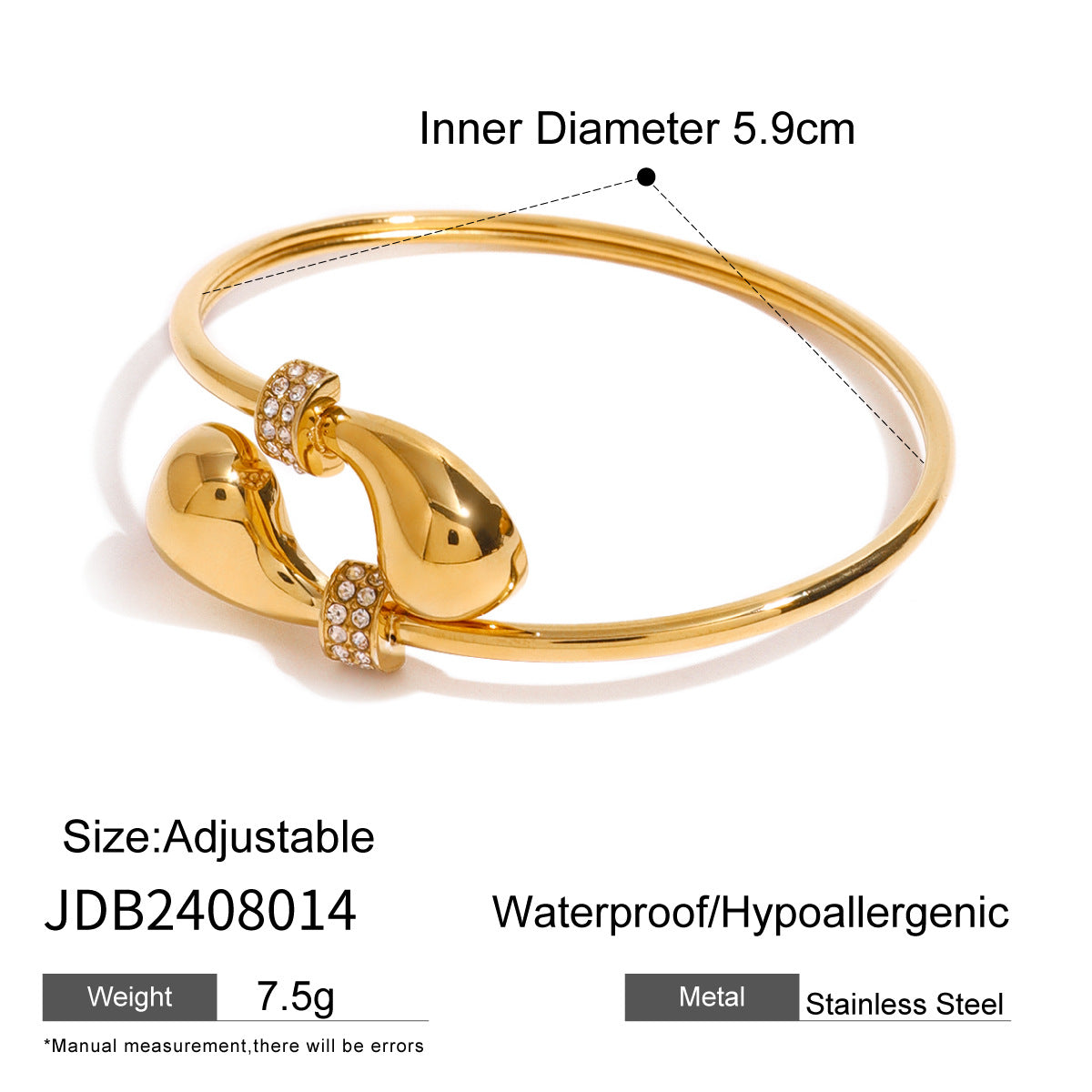Mikaela Crystal Waterdrop Bangle - JDB2408014 [SP1RNI7Z]