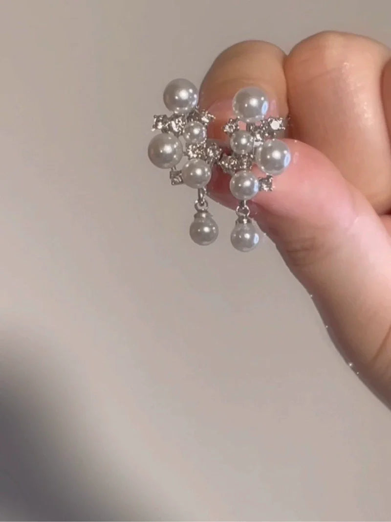 Valarie Star Pearl Drop Earrings - Pearl Zircon Earrings