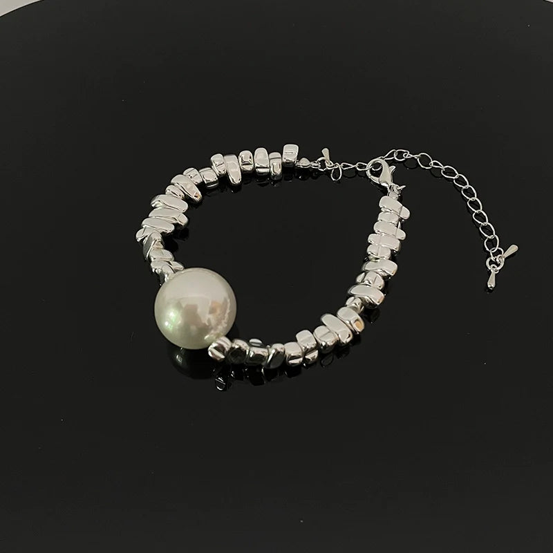 Naima Shattered Pearl Necklace - Shattered Silver Bracelet