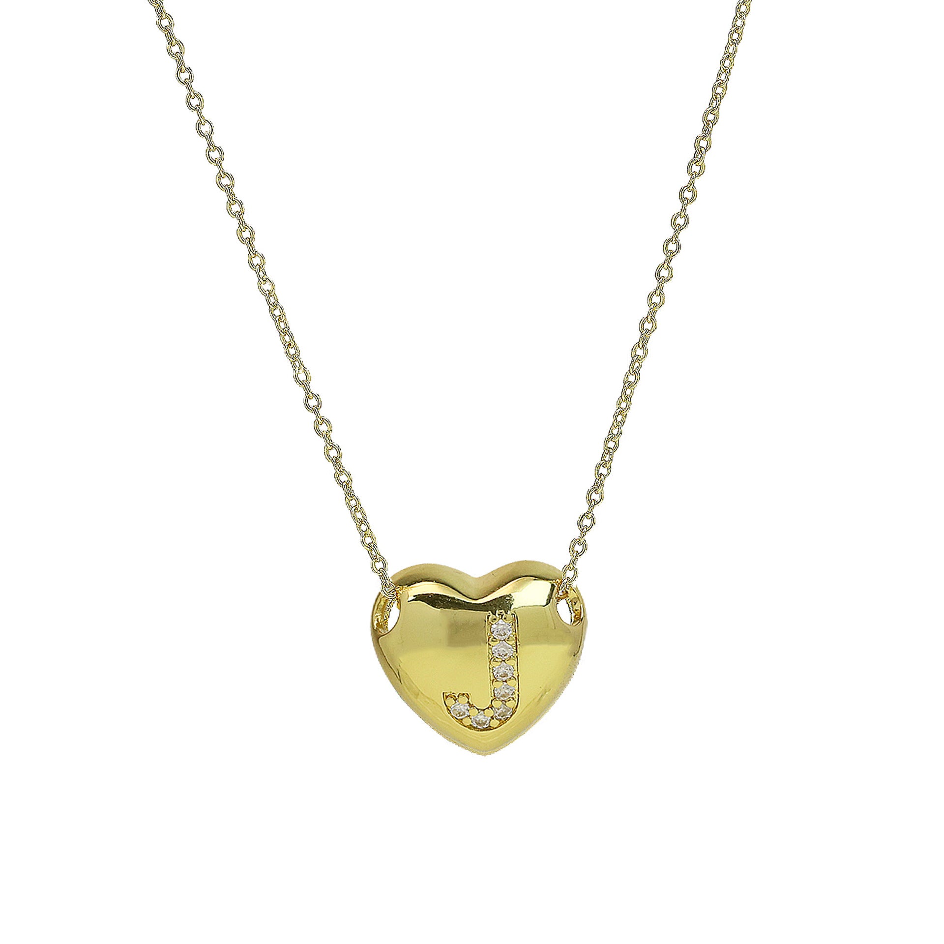 Una Heart Initial Necklace - Letter J [U2TZ570E]