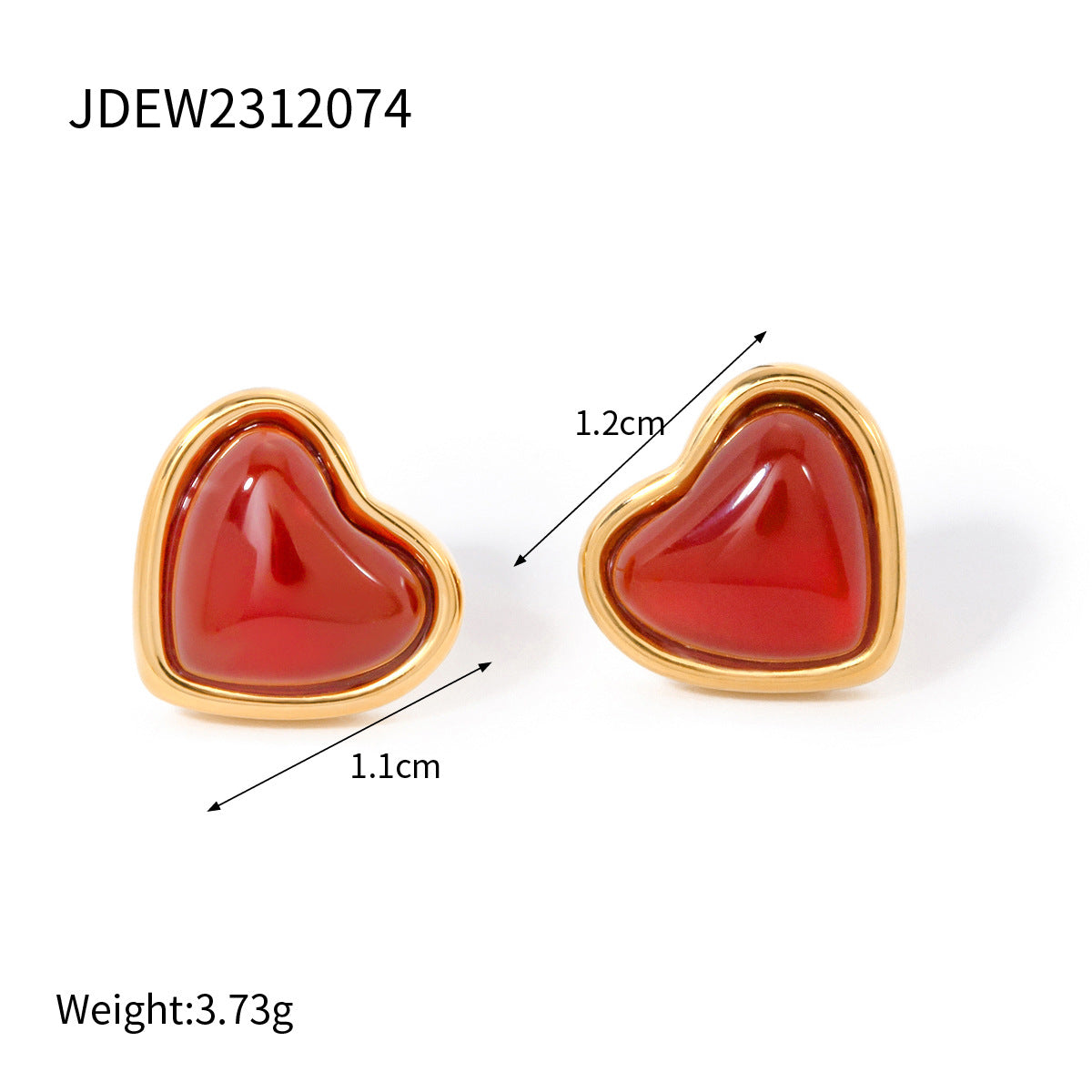 Aylah Red Agate Heart Set - JDEW2312074 [7S3XKPCZ]