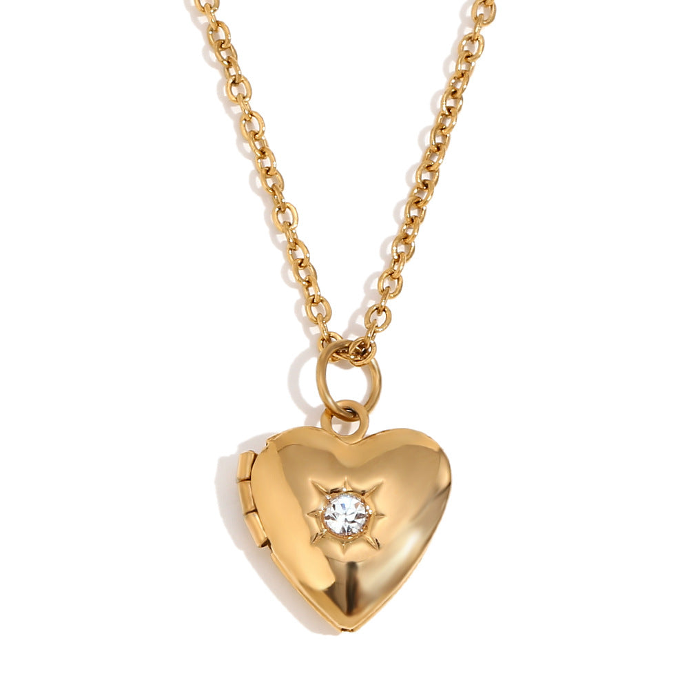 Zahara Birthstone Heart Locket - April Birthstone Locket - White [UJSPNZ8C]
