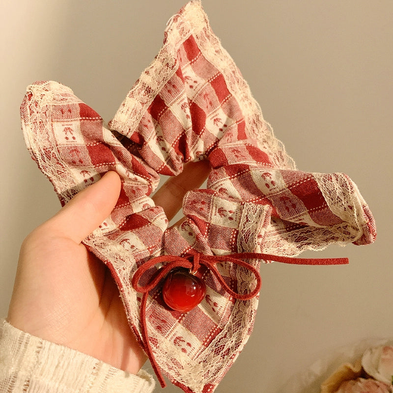 Denisse Cherry Scarf Scrunchie - Cherry Square Scarf [UIHO8ZW6]