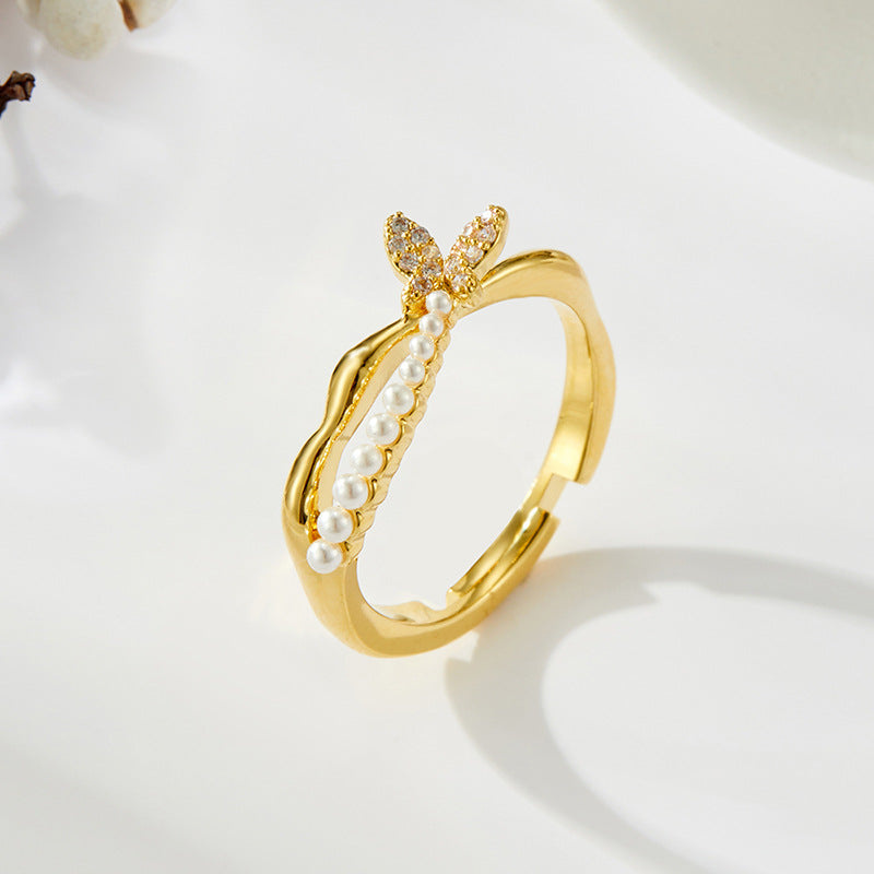 Constance Dainty Butterfly Pearl Ring - R12672T007 [A4QO4XW6]