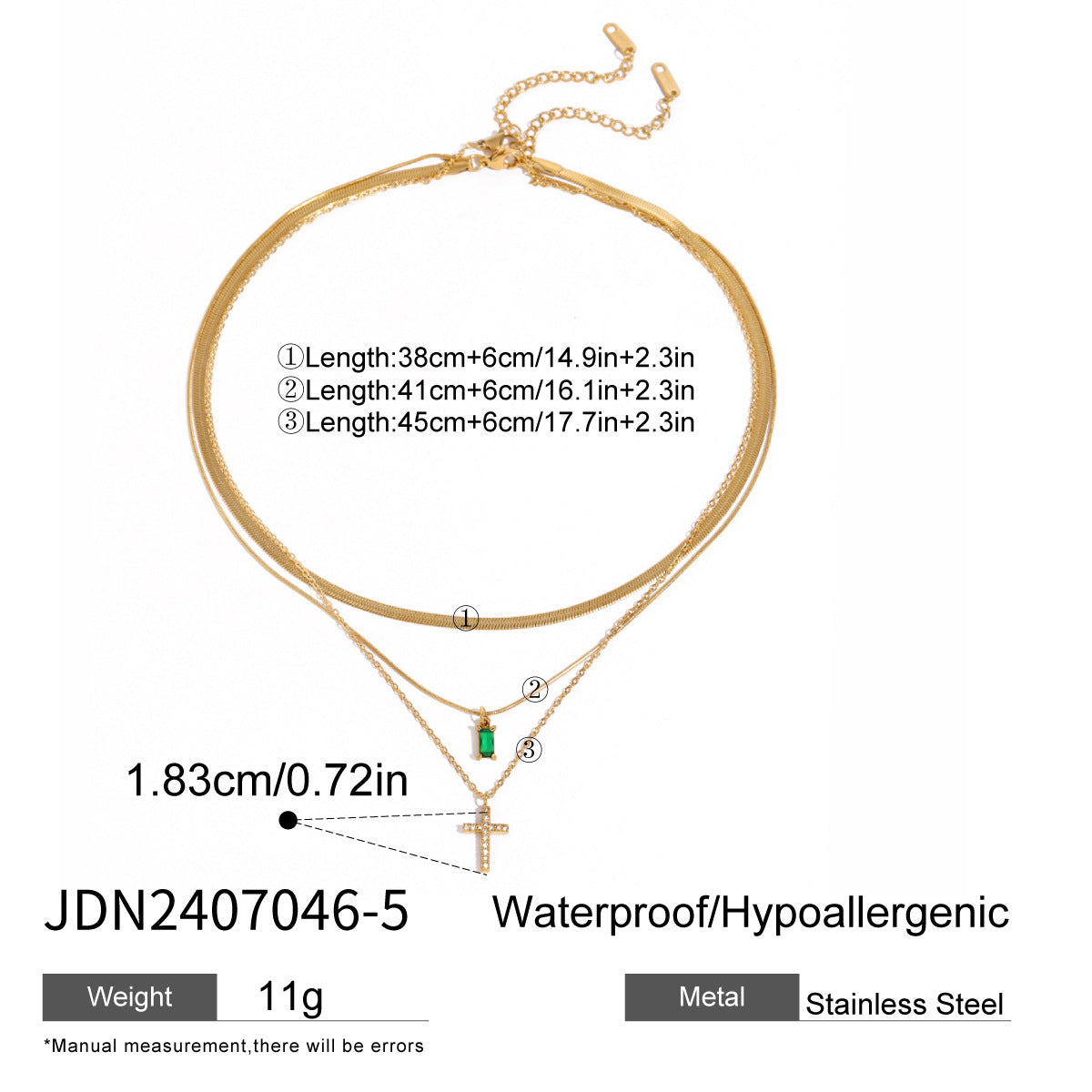Taniya Layered Zircon Necklace - Gold Tiny Circle Double [K5AQ7Q1B]