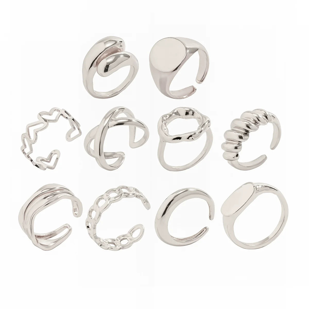 Farrah Stackable Ring Set - Silver