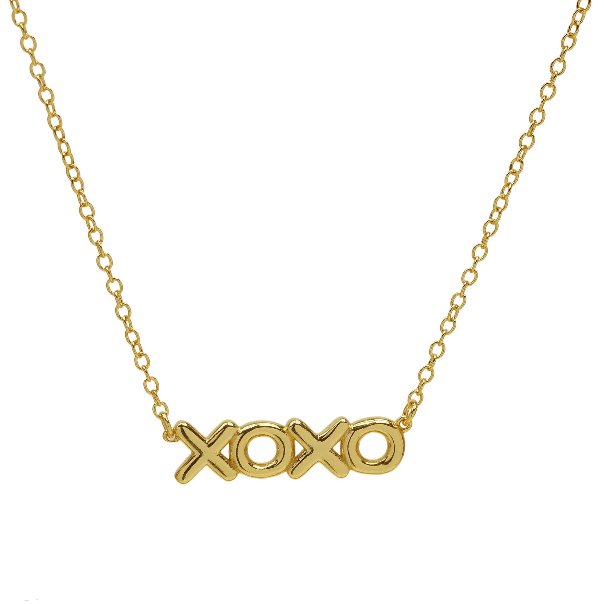 Mercedez Bubble LOVE XOXO Necklace - Gold Finish [OLJJLF82]
