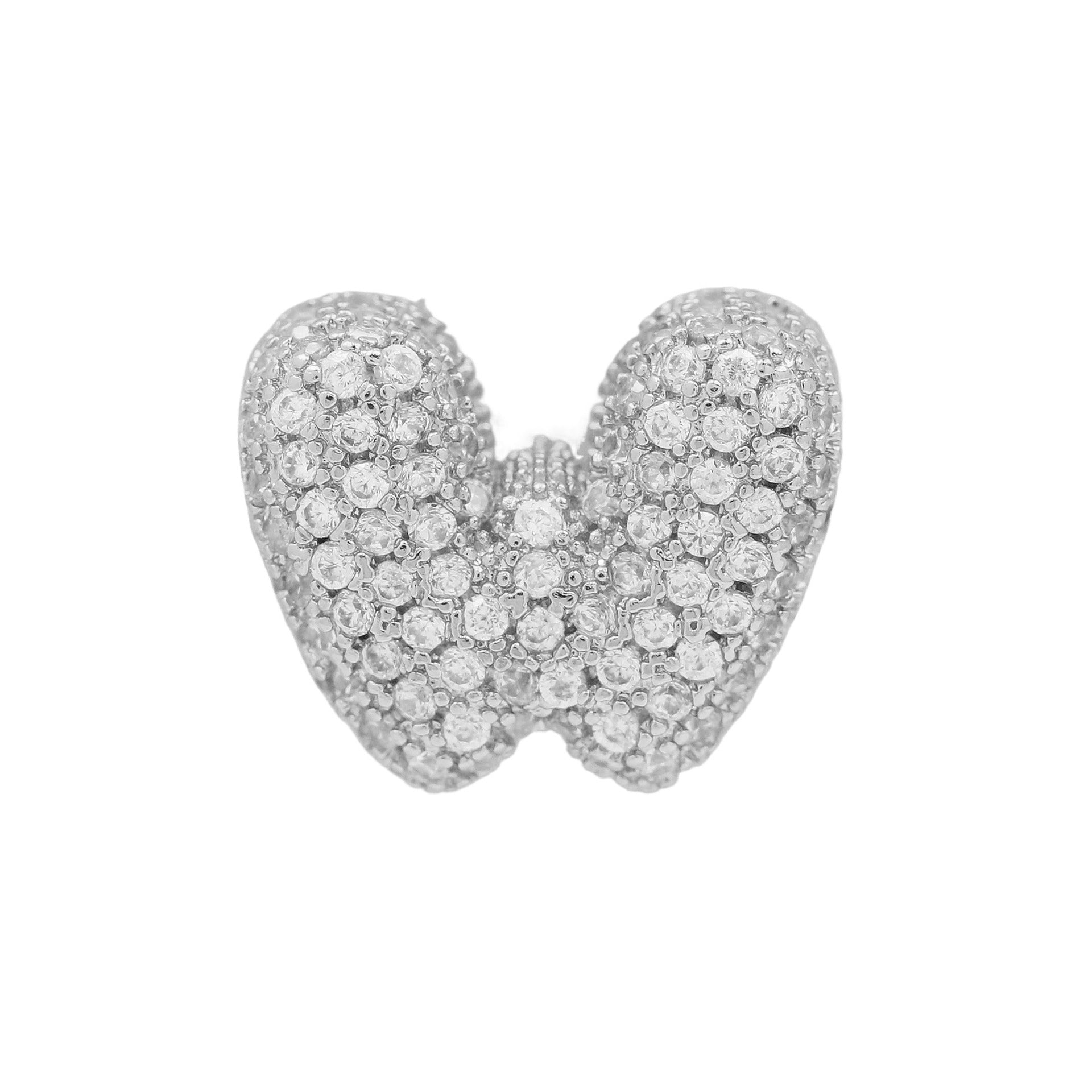 Jehlani Zircon Bubble Letter Necklace - Silver W Pendant [AZ5NCP6V]