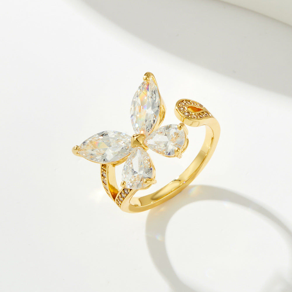 Ximenna Zircon Butterfly Ring - Gold Tone [3G1MCAN0]