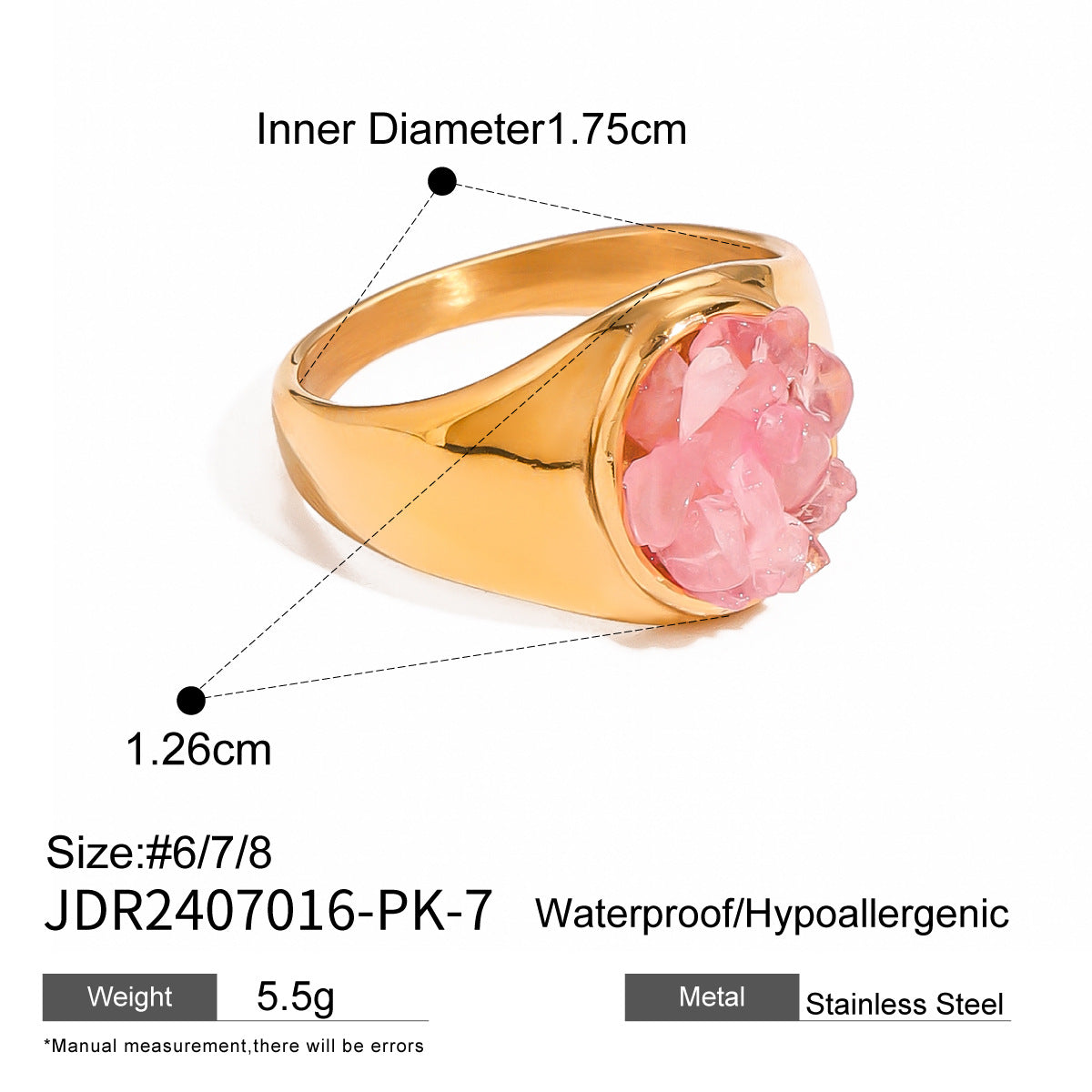 Khaliya Chunky Natural Ring - Rose Pink [DGL3V6FG]