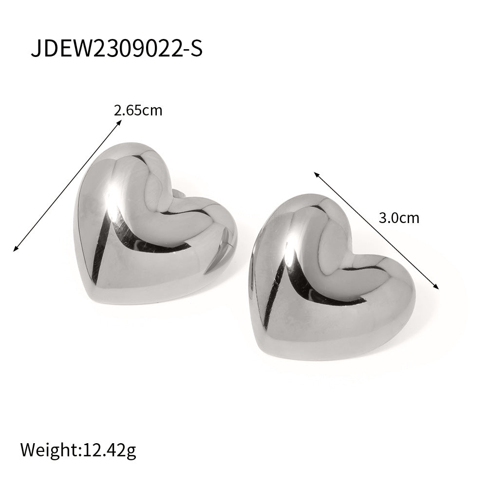 Hallie Stainless Steel Heart Earrings - JDEW2309022-S [LCJFM3V7]