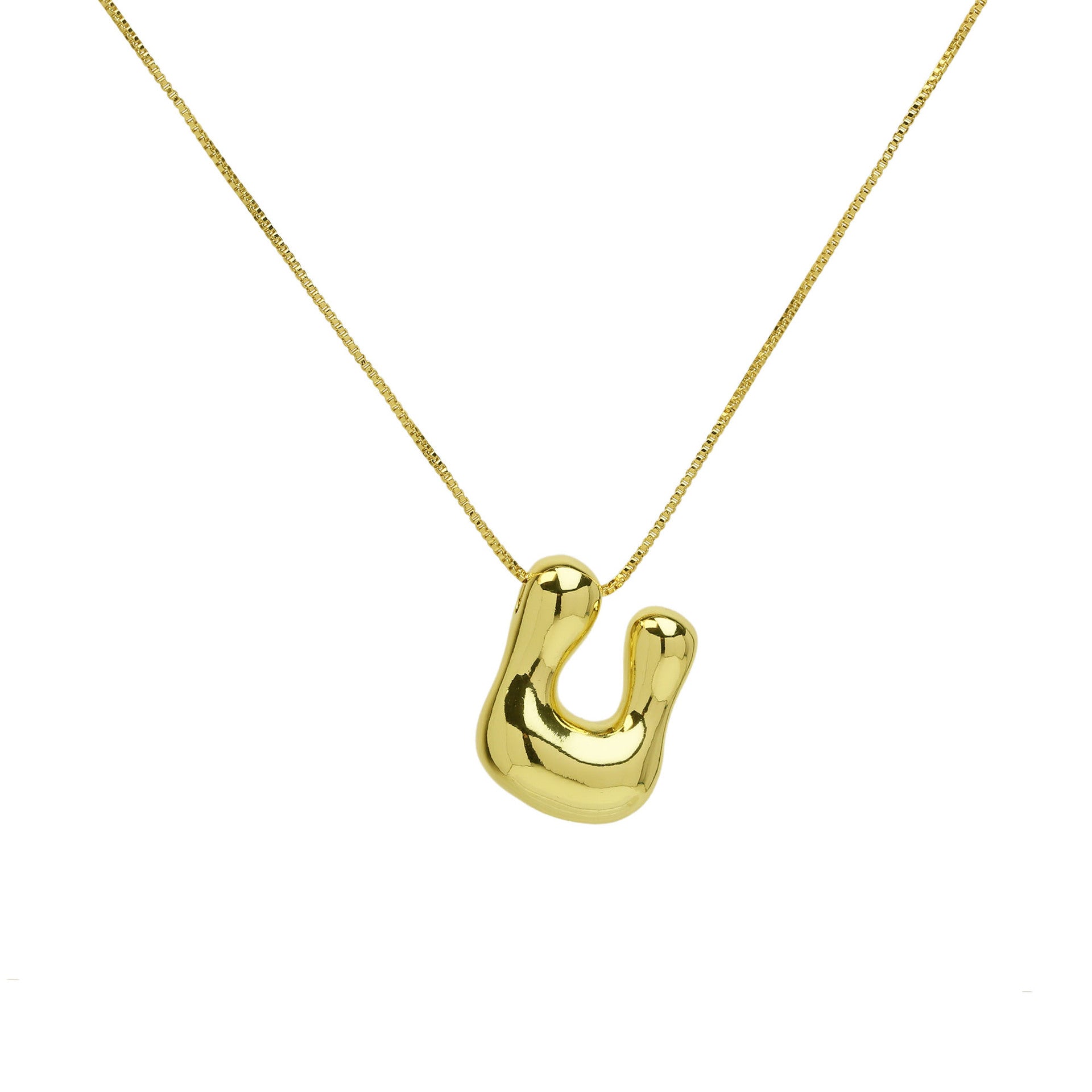 Virginia Bubble Initial Necklace - Letter U Necklace [V0PAJZVK]
