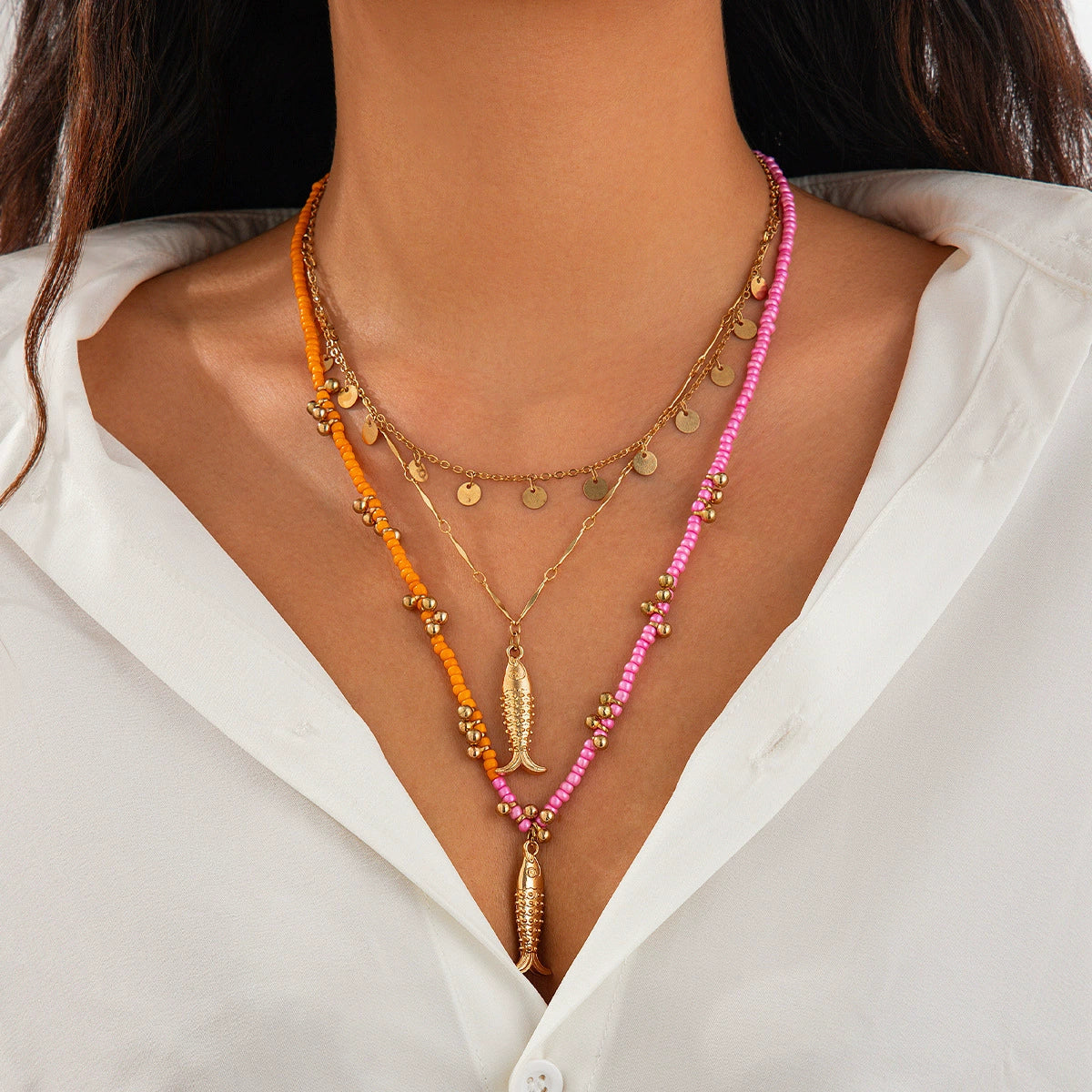 Erykah Ocean Layered Necklace - Gold 3 [1RLF5TMF]