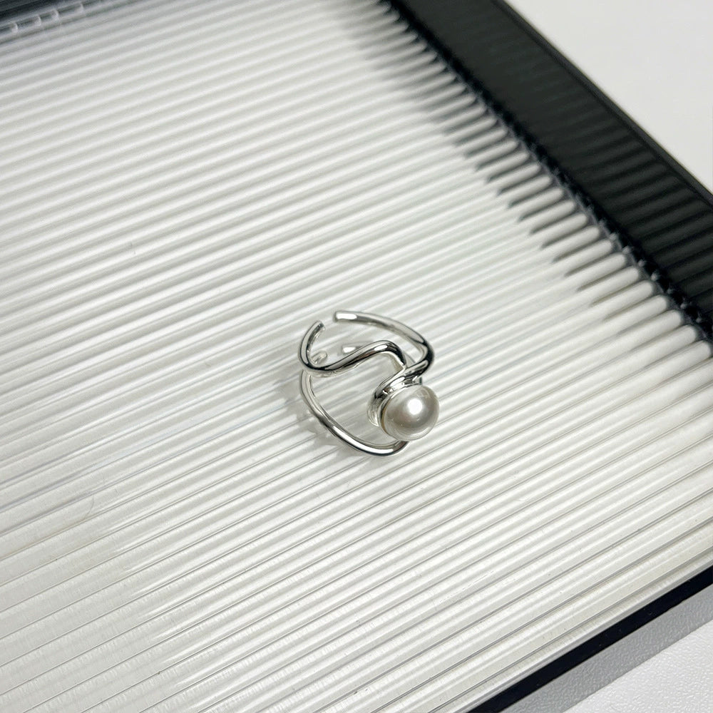 Lyanna Geometric Pearl Ring - Cross Pearl Ring [MZCAUURK]