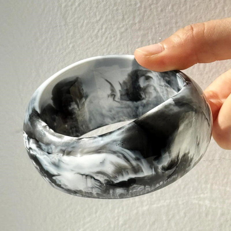 Rylin Marbled Resin Bangle - Classic Black White [0RR5EN8H]