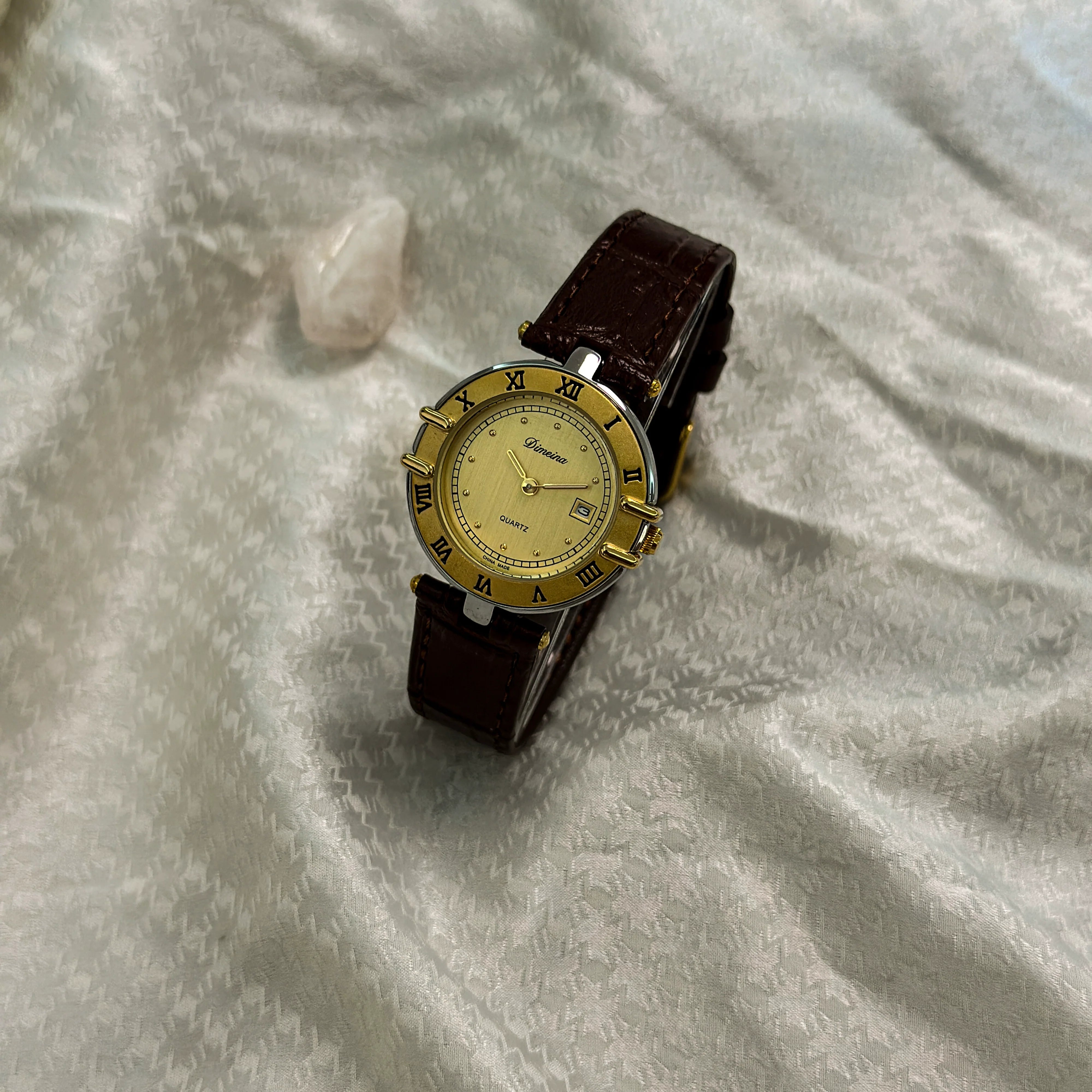 Honey Elegant Roman Watch - Gold Brown Strap (Calendar)