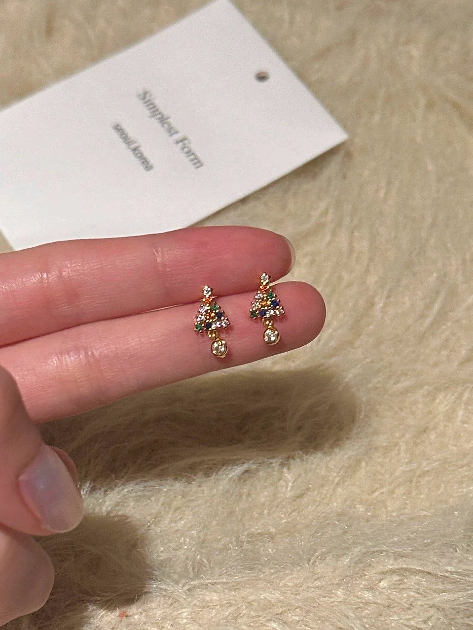 Mahina Festive Zirconia Earrings - Christmas Tree Earrings