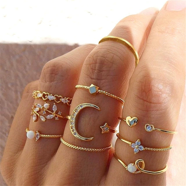 Camila Star Moon Ring Set - Style 2 [709A7P1P]