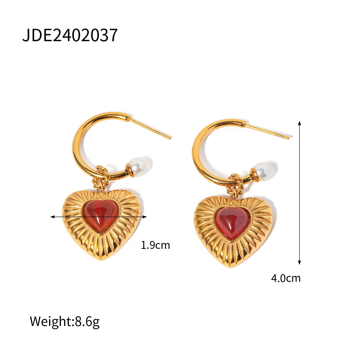 Alysson Red Agate Heart Jewelry Set - JDE2402037 [51AQHB49]