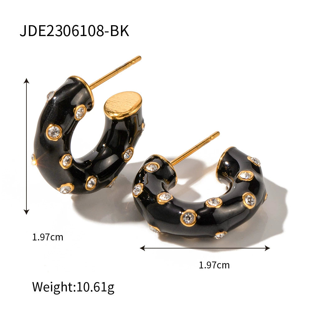 Amaryllis Oil-Drip Agate Earrings - JDE2306108-BK [2F32QKJG]