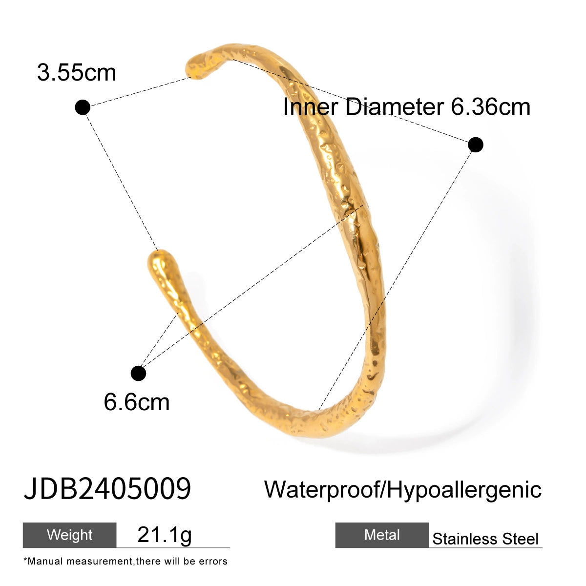 Maizey Asymmetric Gold Bangle - Style JDB2405009 [MD8W5CER]