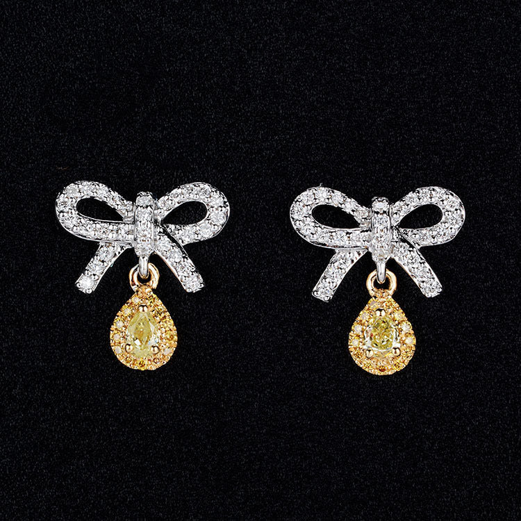 Teegan Bow Drop Diamond Earrings - Yellow Diamond [EAGOXRWM]
