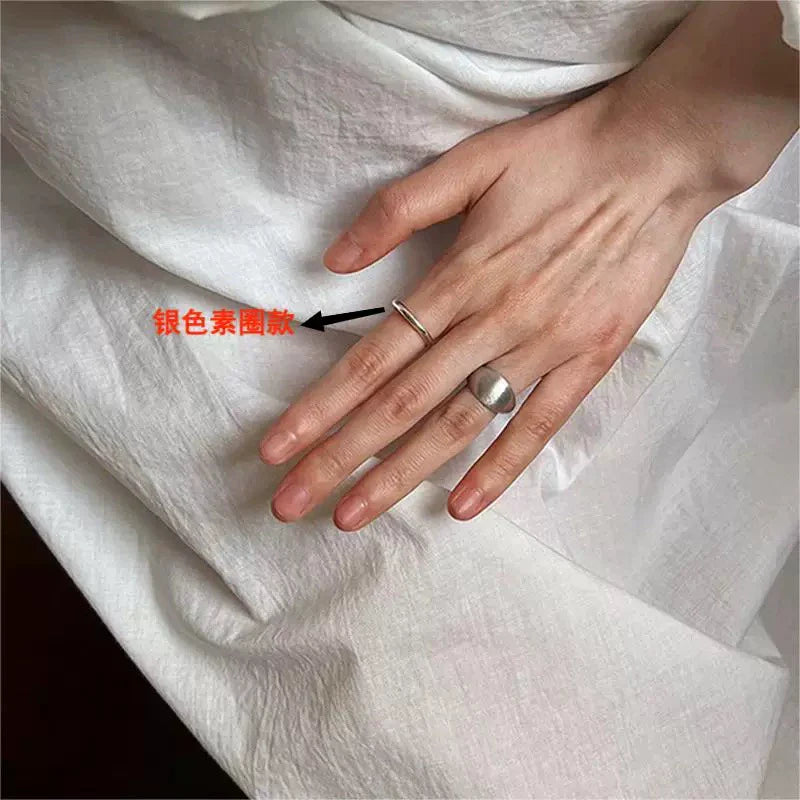 Cynthia Brushed Convex Ring - Silver Plain Ring
