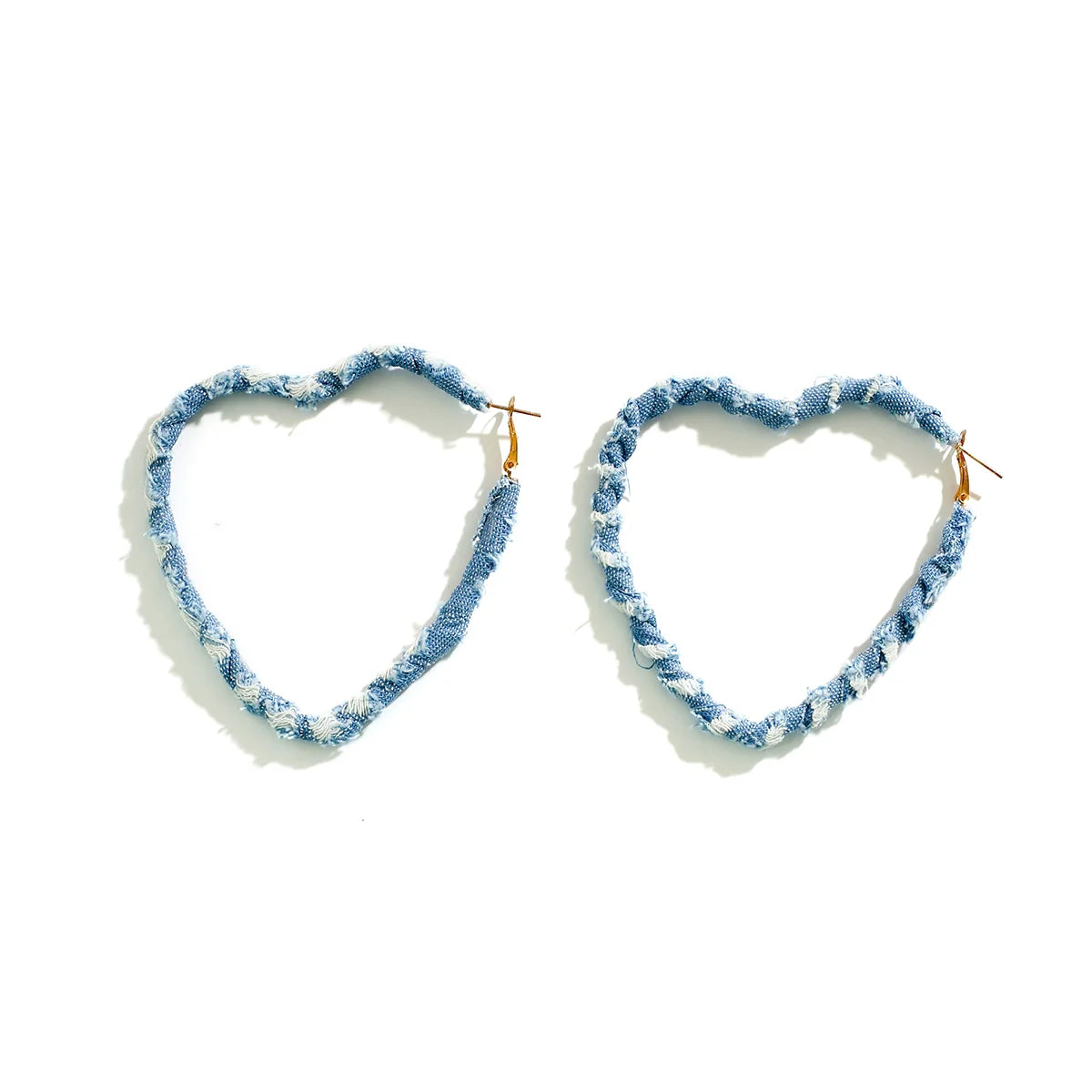 Johnnie Denim Geometric Earrings - Heart Large