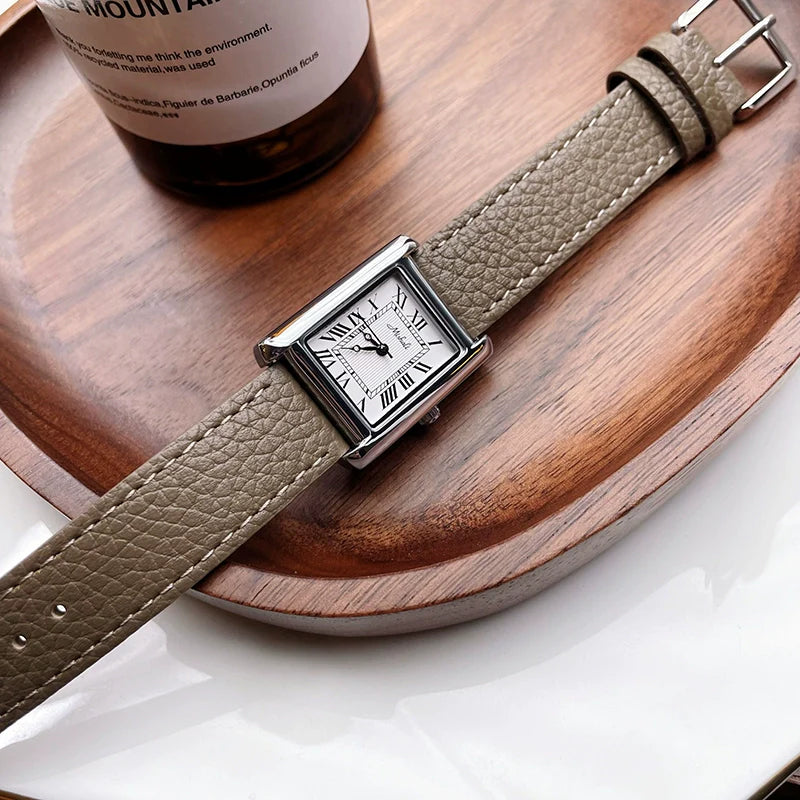 Venus Classic Tank Watch - Silver Case Elephant Grey
