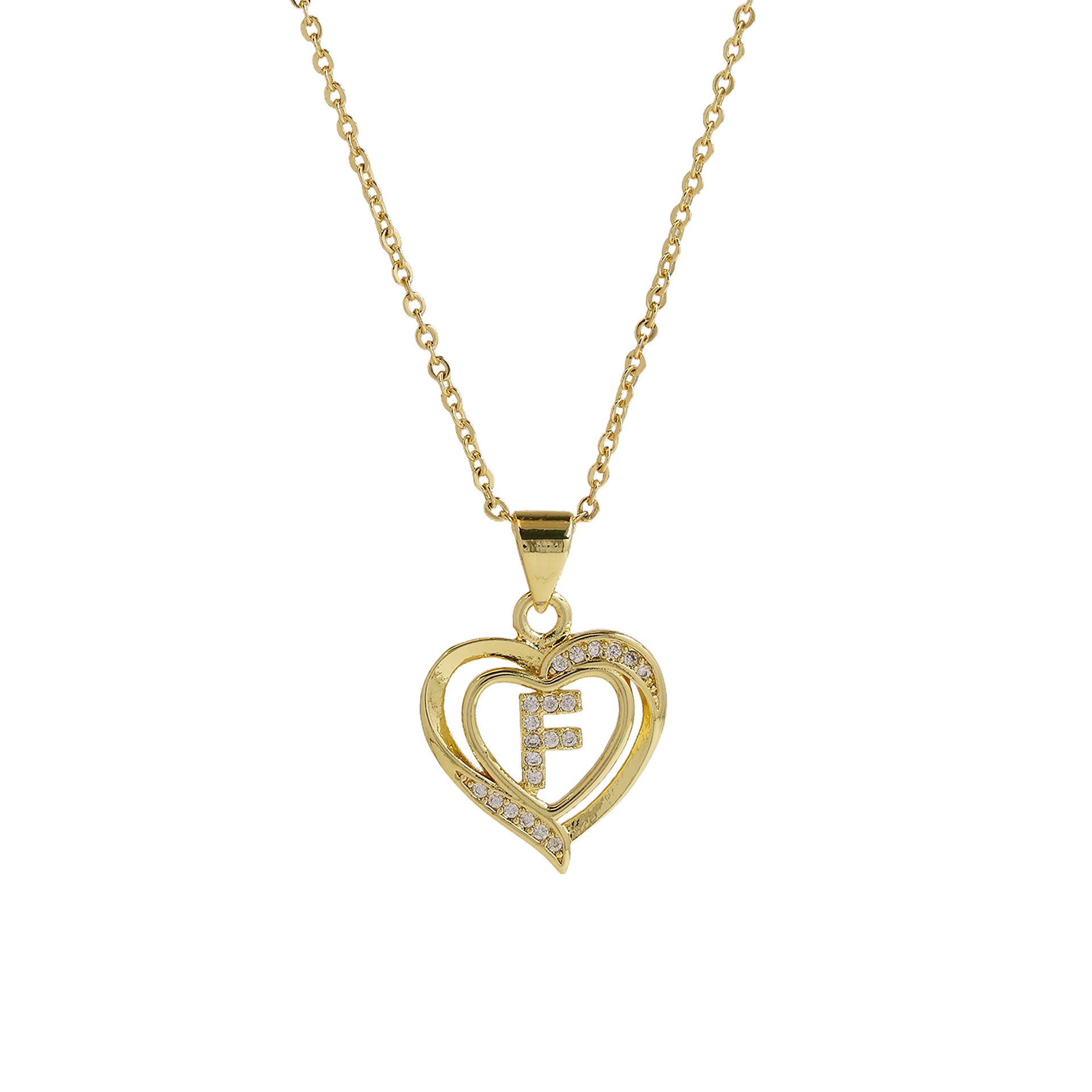 Kamarie Initial Heart Necklace - Necklace F [NS1K365G]
