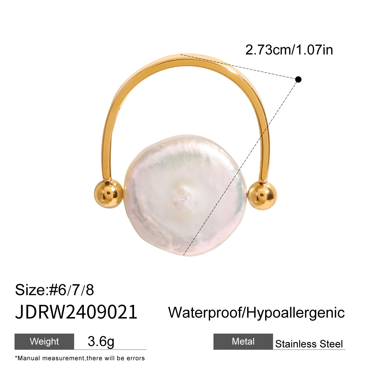 Shianne Pearl U-Shape Ring - U-Shape Pearl Ring [0RUCC9T3]