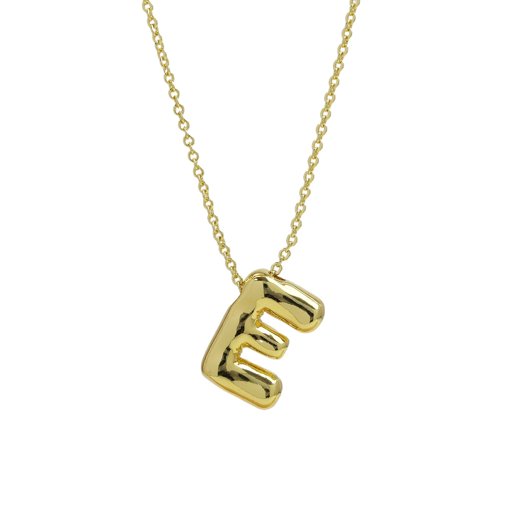 Saffron Puffy Initial Necklace - Letter E [UEPY1DCV]