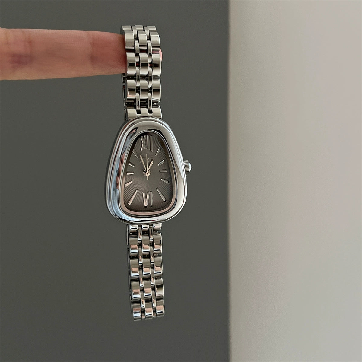 Violett Serpent Charm Watch - Snake Head - Silver Steel Strap with Grey Dial [ZW7WRY9C]