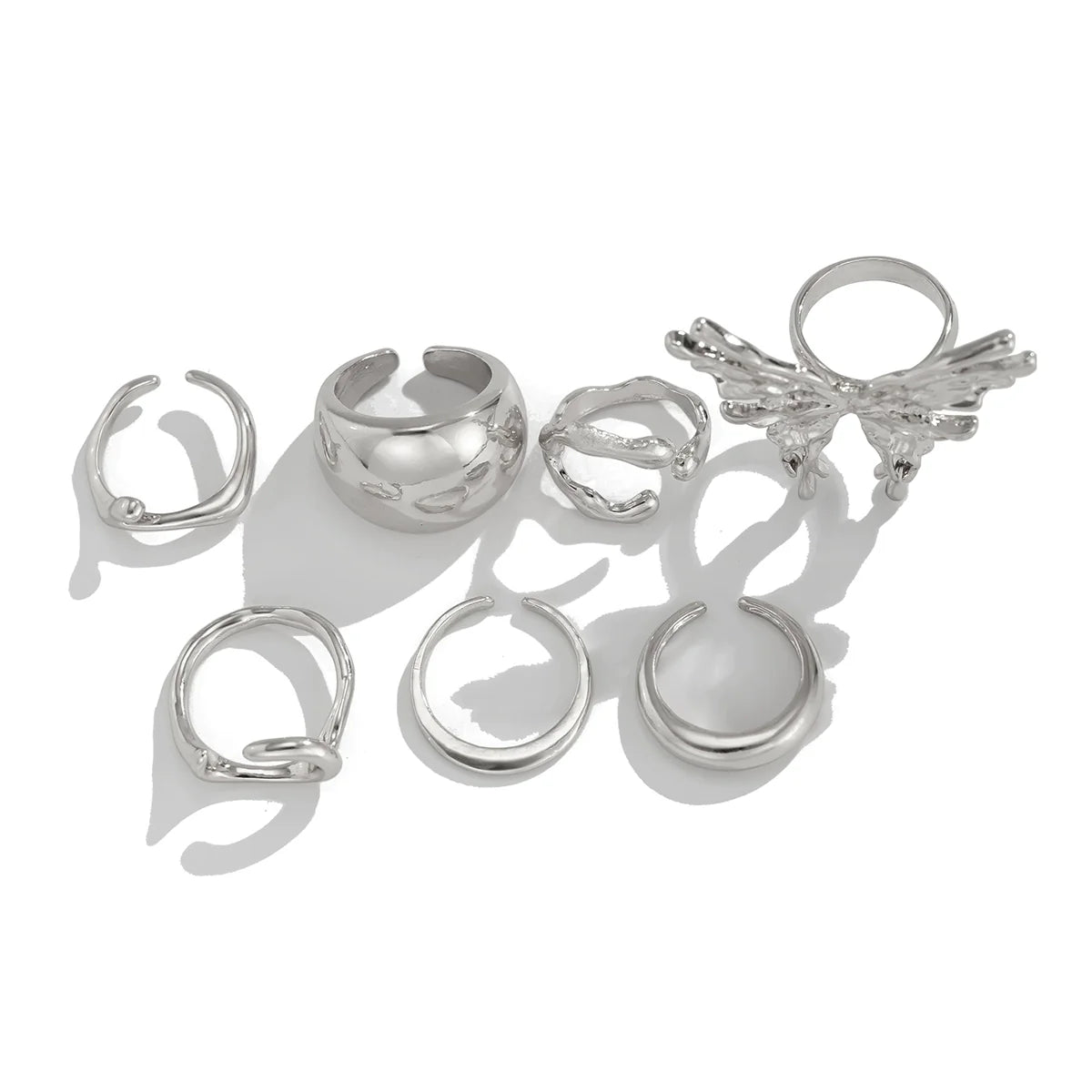 Raylene Irregular Butterfly Ring Set - Silver