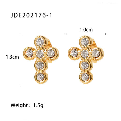 Xia Cross Earring Necklace Set - JDE202176-1 [JMM0N9IA]