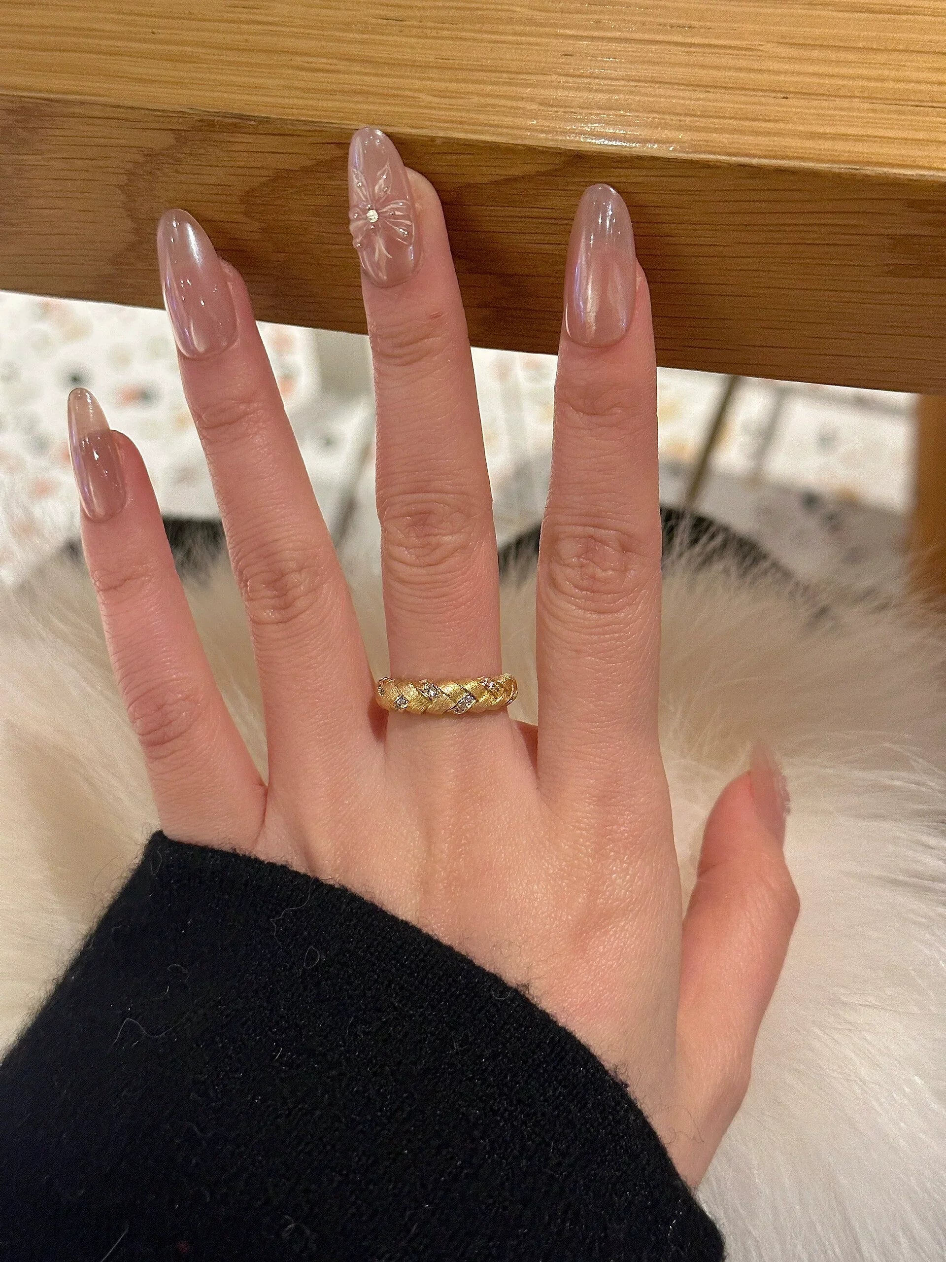 Agnes Braided Textured Ring - Gold (Adjustable)