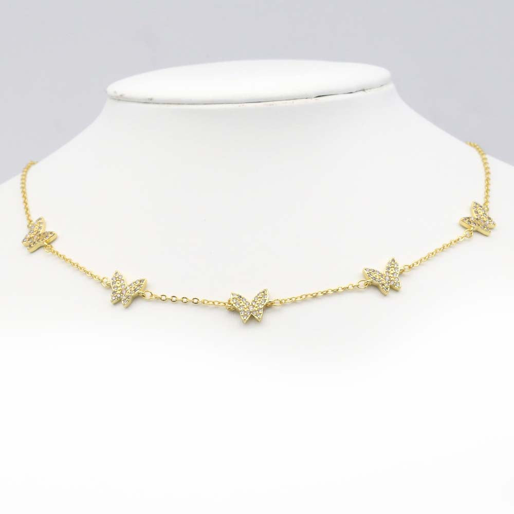 Melodie Encrusted Butterfly Necklace - Style 4 Necklace [JJ69S074]