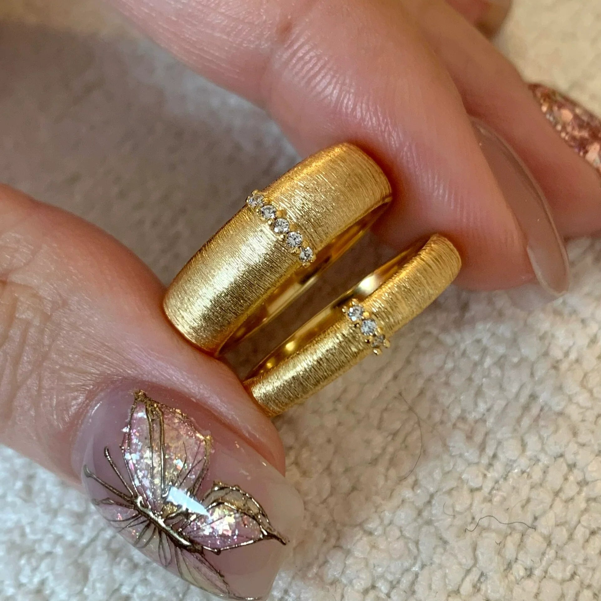 Novalee Brushed Band Ring - Gold Wide (Adjustable)
