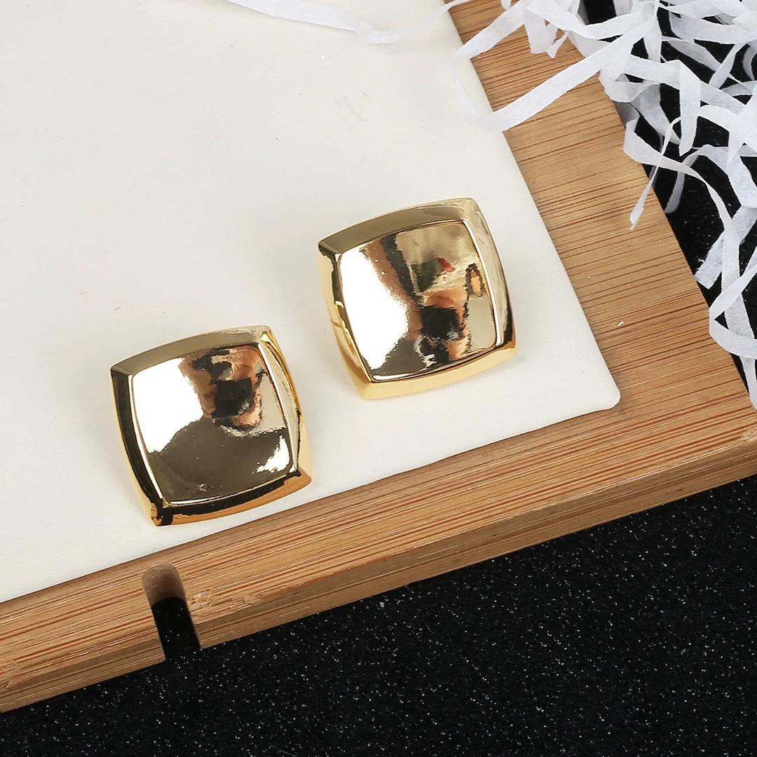 Raygan Vintage Square Earrings - Gold Small Stud