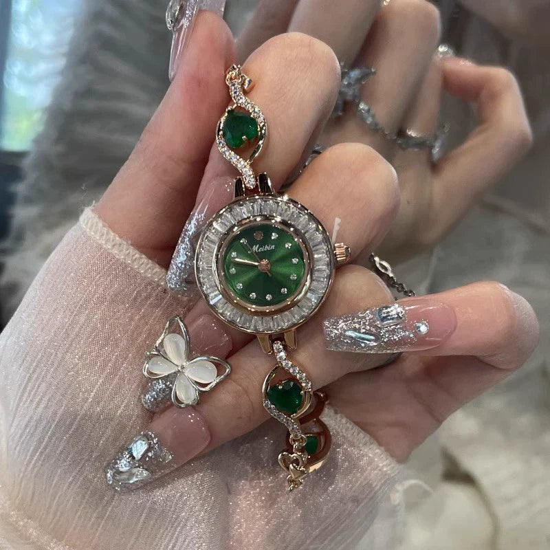 Ellory Clover Camellia Watch - Forest Green