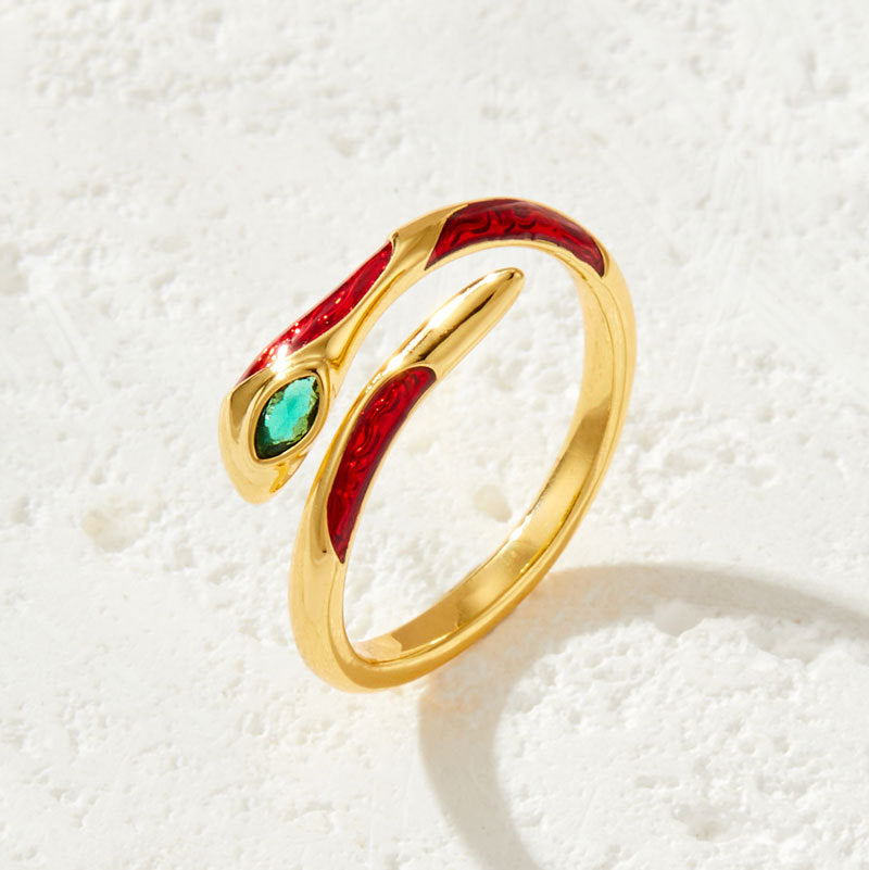 Suzanna Lucky Enamel Serpent Ring - Red [0TUOK5K4]