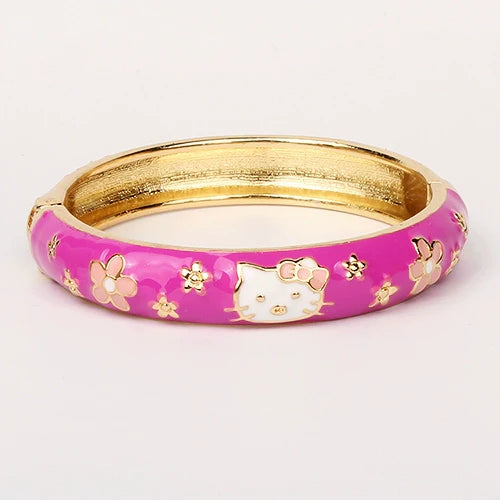 Capri Enamel Kitty Bangle - Small Rose Red (4.7cm)