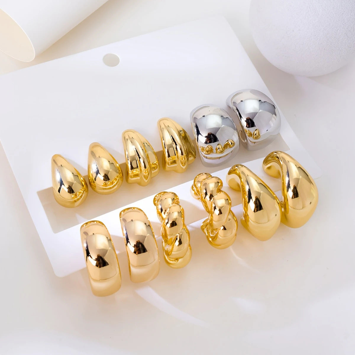 Everlie Waterdrop Hoop Earrings - Assorted [V9MC1FDB]