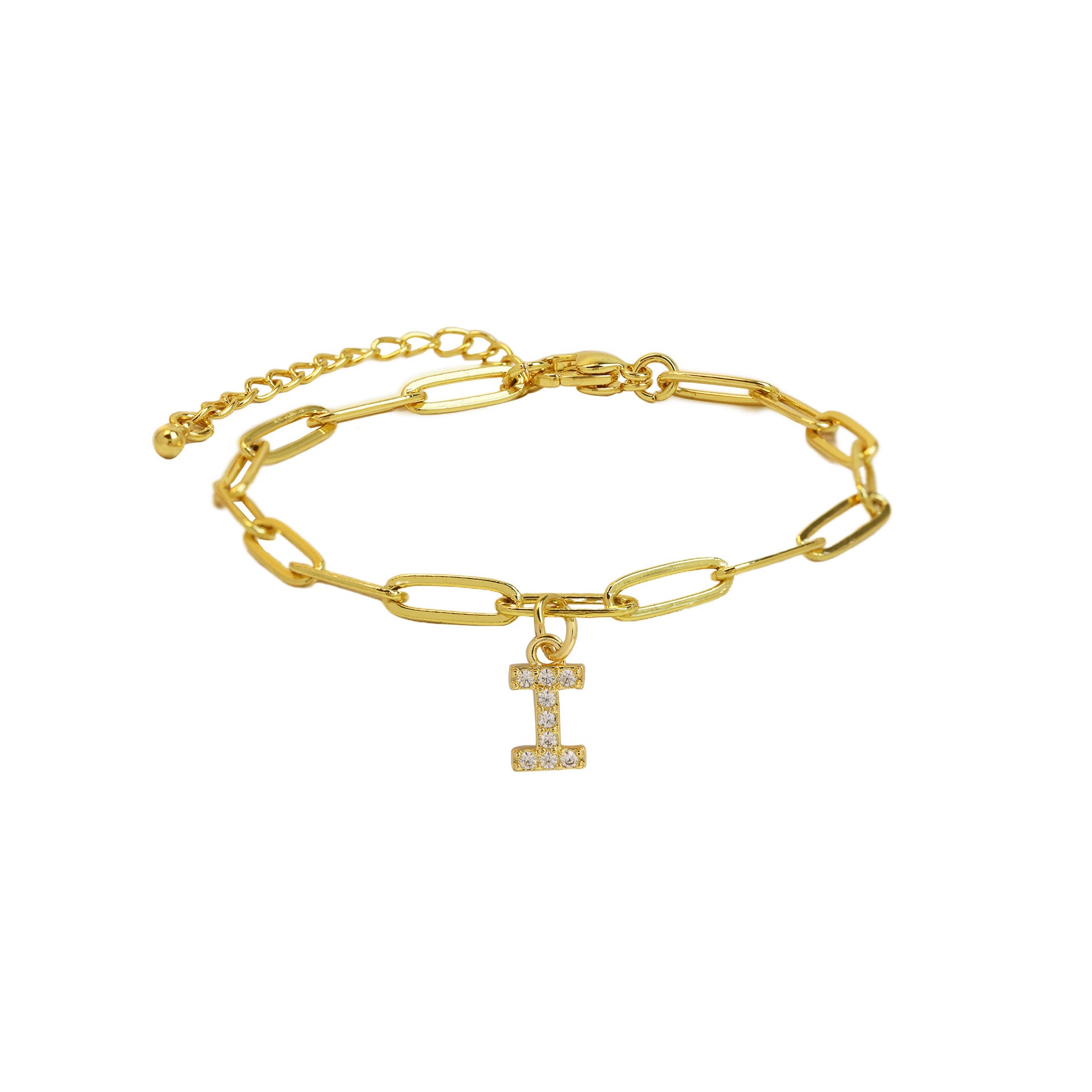 Jenessa Micro Inlay Letter Bracelet - I [BR82SXLH]