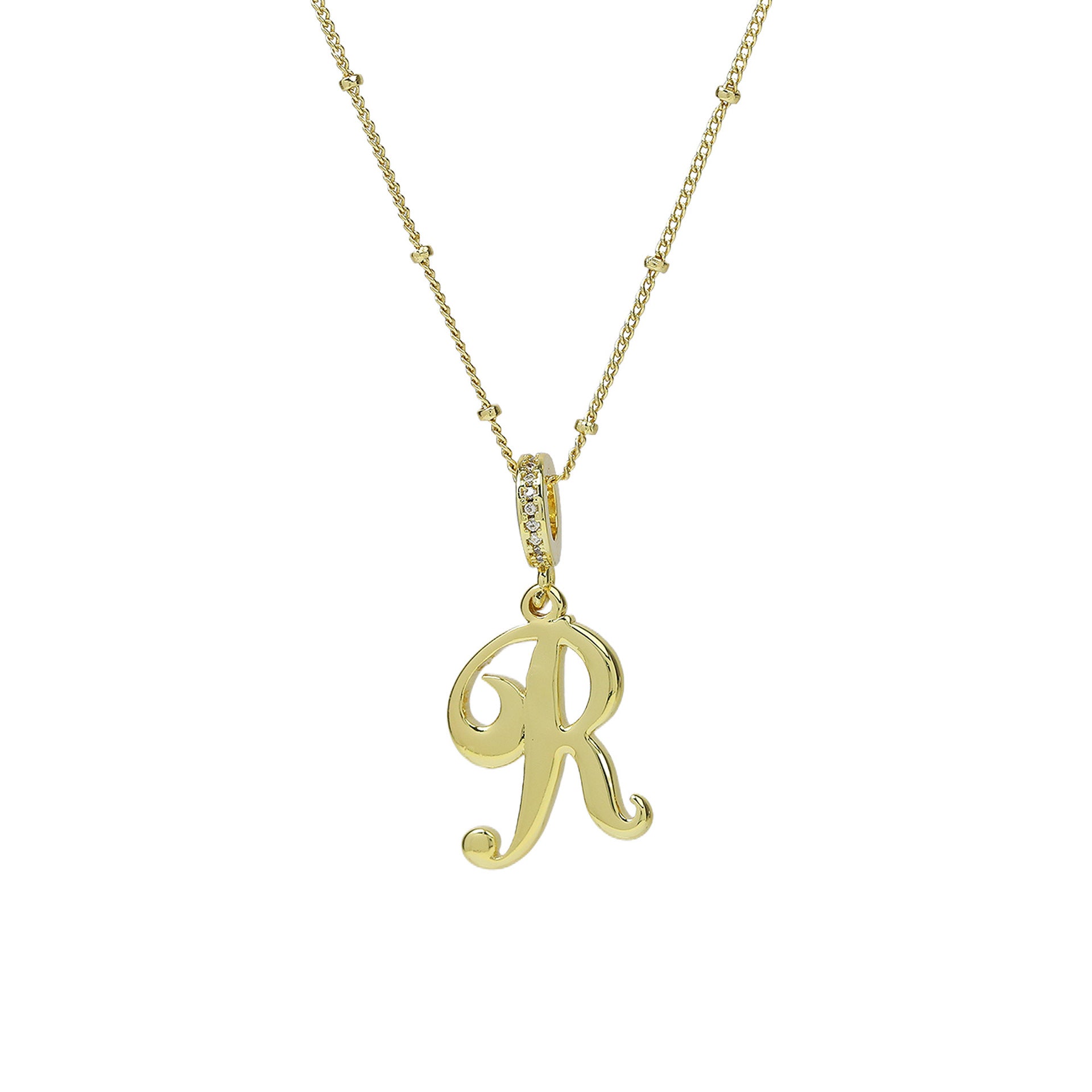 Frida Gold Cursive Initial Necklace - Gold R [15IT8FMT]