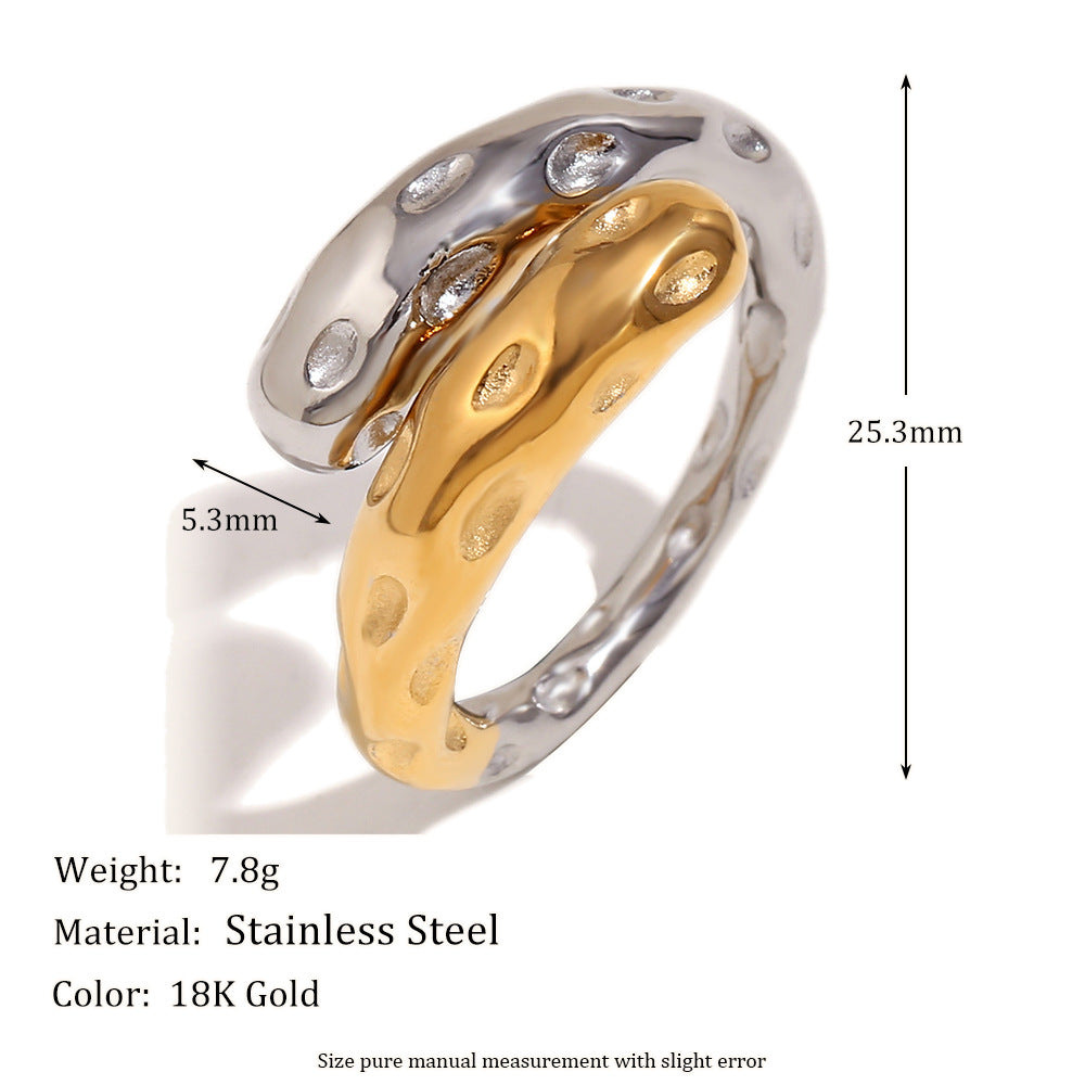 Aja Two-Tone Jewelry Collection - Irregular Hammered Open Snake Ring - Size 7 [ME9MMJ9J]