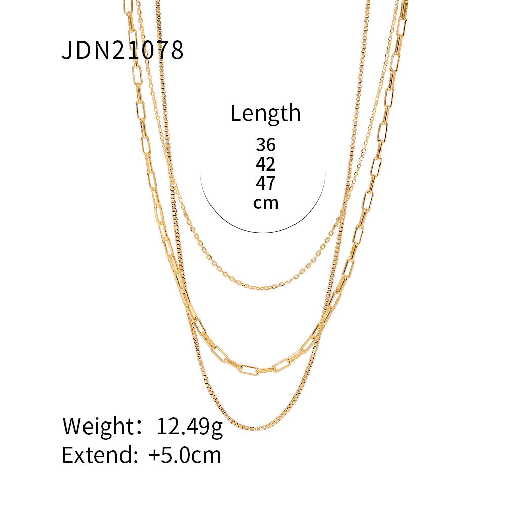 Miryam Gold Geometric Chain Necklace - JDN21078 [FITQFYAM]