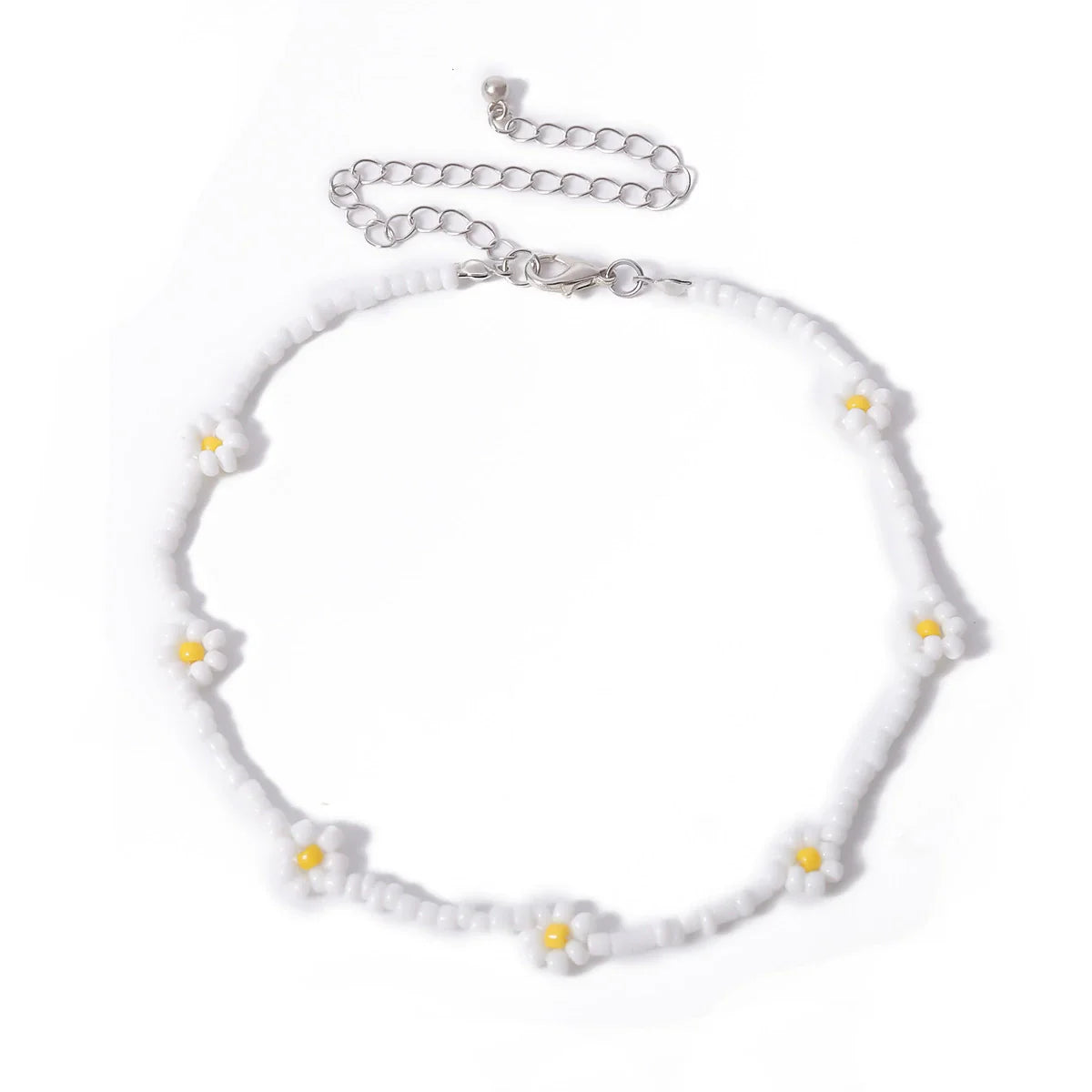 Skyla Floral Beaded Necklace - Style Two White